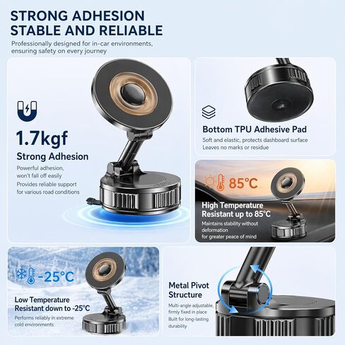 360° Rotatable Vacuum Magnetic Car Phone Mount Phone Holder for iPhone in Saudi Arabia