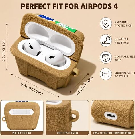 Funny Cartoon Egg AirPods 4 Case – Cute Soft Silicone Shockproof Protective Cover Compatible with AirPods 4th Generation – Kawaii Accessory for Women & Man in Saudi Arabia