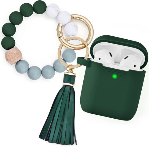 Filoto Compatible with Airpod Case, Cute 2/1 Cover for Women, Silicone Protective Case with Bracelet Keychain (Cactus Green) in Saudi Arabia