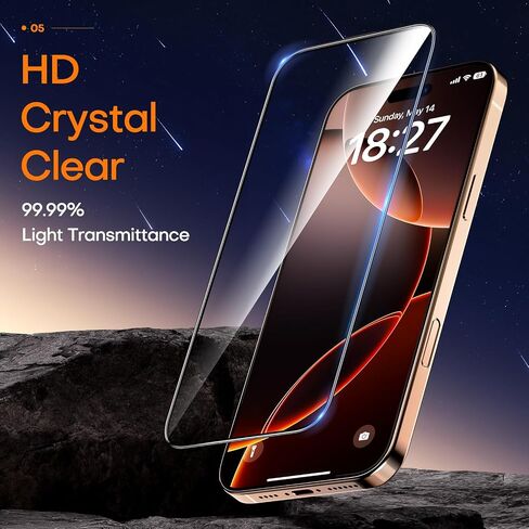 9H+ Glass for iPhone 16 Pro Screen Protector, Military Grade Shatterproof HD Tempered Glass, Bubble-Free, Case Friendly (One-Pull Installation) 2 Pack in Saudi Arabia