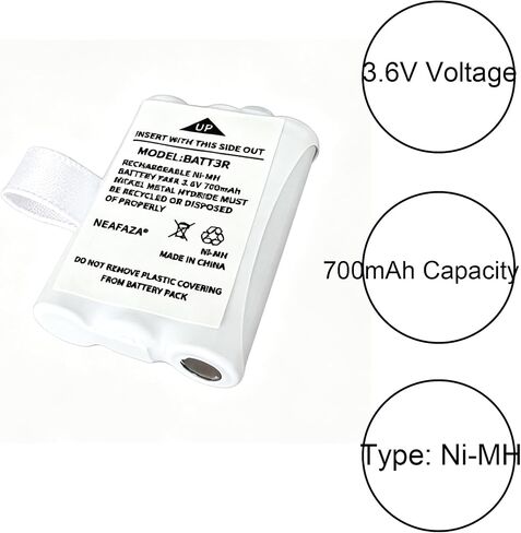 BATT3R Rechargeable Batteries Ni-MH 3.6V 700mAh Compatible with Midland BATT-3R AVP14 LXT600 LXT-600 LXT630 LXT630X3 LXT633 T50,T51,T55,T60,T61,T65, X-Talker Walkie Talkie Radios (4-Pack) in Saudi Arabia