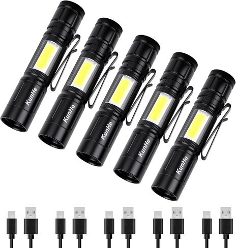KunHe 5 Pack Rechargeable Flashlights USB C COB Lights for Home Emergency in Saudi Arabia
