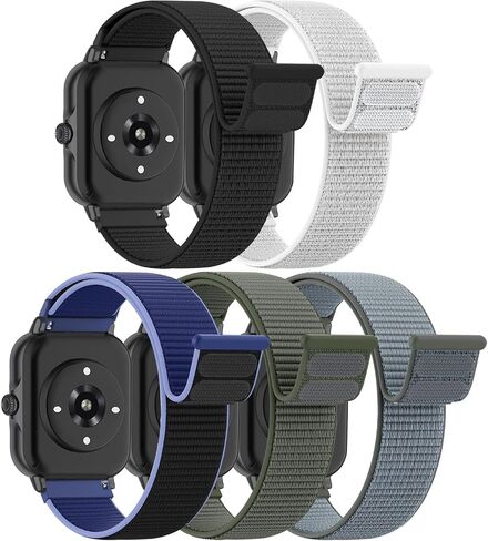 5 Pack Nylon Loop Sport Band Compatible with IDW13,IDW16,IDW19 Smartwatch Band,22mm Breathable Soft Watch Straps for Woneligo/Fitpolo/ID208Plus/FITVII H56/Gydom/ENOMIR/Tensky/Amzhero IDW19 in Kuwait