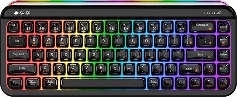 AJAZZ AF68 Wireless Membrane Keyboard, 68% Layout 68-Key Gaming Keyboard, 2.4 GHz/Type-C/BT, RGB Lighting Effects with Integrated Side Light Bar, 4000mAh Battery, Translucent Keycaps in Kuwait