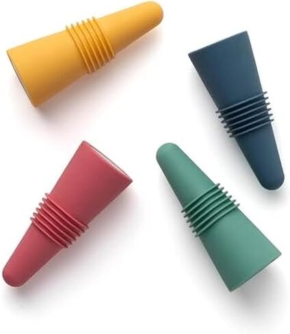 Rabbit W6121 Bottle Stoppers Set of 4, Multicolor Wine Bottle Caps to Preserve Freshness, Stylish and Durable, Perfect for Parties and Gifts in Saudi Arabia