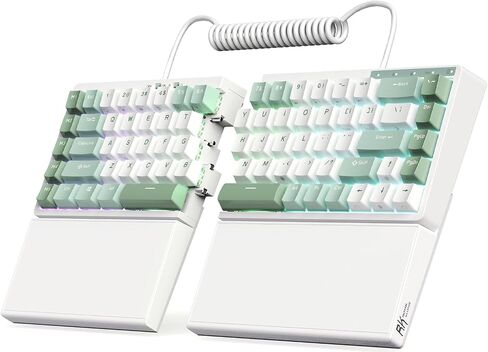 RK ROYAL KLUDGE RKS70 Ergonomic Split Mechanical Keyboard, Wireless Bluetooth/2.4G/Wired Keyboard with Wrist Rest, 75% RGB PC Gaming Keyboards, Hot Swappable Switches, Mint Cyan in Saudi Arabia