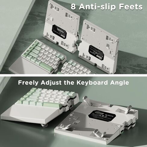 RK ROYAL KLUDGE RKS70 Ergonomic Split Mechanical Keyboard, Wireless Bluetooth/2.4G/Wired Keyboard with Wrist Rest, 75% RGB PC Gaming Keyboards, Hot Swappable Switches, Mint Cyan in Saudi Arabia