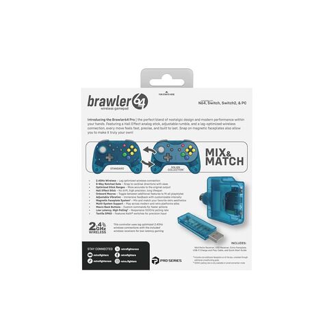 Retro Fighters Brawler64 Pro Wireless N64 Controller for Nintendo 64, Switch, Switch 2 & PC | 2.4GHz (Ice Blue) in Saudi Arabia