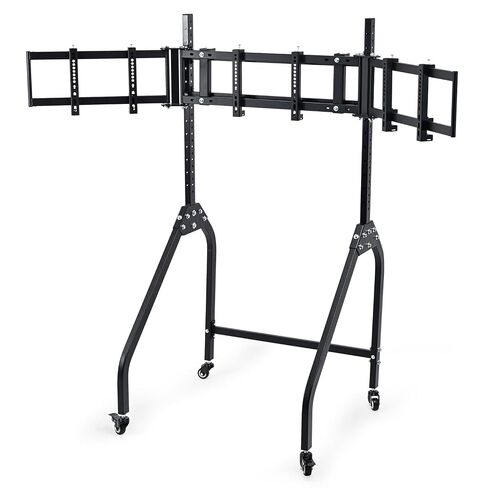 Dardoo Triple Monitor Stand with Brake Casters, Ergonomic Height/Tilt/Spacing Adjustment for 27 to 32 inch Monitors, Gaming Workstation Setup in Saudi Arabia