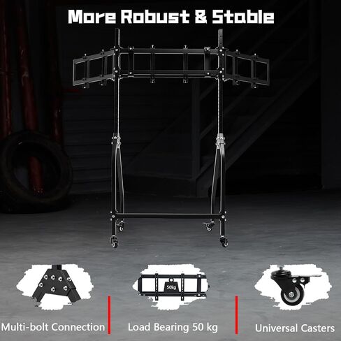 Dardoo Triple Monitor Stand with Brake Casters, Ergonomic Height/Tilt/Spacing Adjustment for 27 to 32 inch Monitors, Gaming Workstation Setup in Saudi Arabia