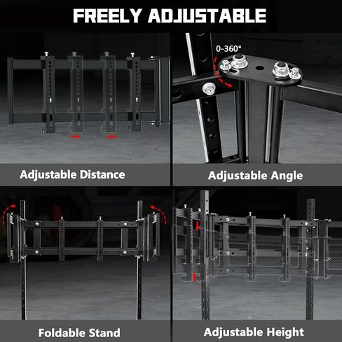 Dardoo Triple Monitor Stand with Brake Casters, Ergonomic Height/Tilt/Spacing Adjustment for 27 to 32 inch Monitors, Gaming Workstation Setup in Saudi Arabia