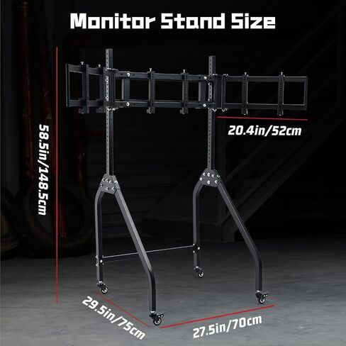 Dardoo Triple Monitor Stand with Brake Casters, Ergonomic Height/Tilt/Spacing Adjustment for 27 to 32 inch Monitors, Gaming Workstation Setup in Saudi Arabia