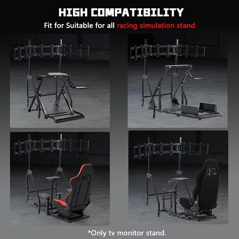 Dardoo Triple Monitor Stand with Brake Casters, Ergonomic Height/Tilt/Spacing Adjustment for 27 to 32 inch Monitors, Gaming Workstation Setup in Saudi Arabia