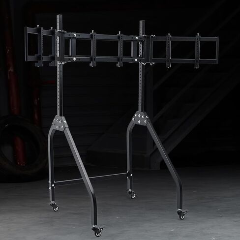 Dardoo Triple Monitor Stand with Brake Casters, Ergonomic Height/Tilt/Spacing Adjustment for 27 to 32 inch Monitors, Gaming Workstation Setup in Saudi Arabia