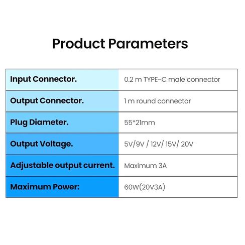 USB C to DC5.5mmx2.1mm Power Boosting Line, 65W Charging in Saudi Arabia