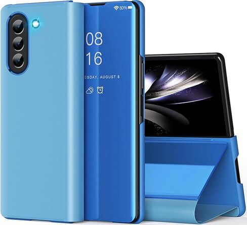 for Samsung Galaxy Z Fold 8 Ultra Case Slim Mirror Design Clear View Flip Cover Ultra Slim Protecter Shell with Kickstand Protective Case for Samsung Galaxy Z Fold 8 Ultra Phone Case (Blue) in Saudi Arabia