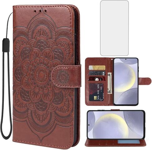 Case for Galaxy S24 Plus Case, Samsung S24+ 5G SM-S926U Wallet Case with Tempered Glass Screen Protector, Leather Flip Credit Card Holder Stand Phone Cover Cases for Samsung Galaxy S24+ 5G Red in Saudi Arabia