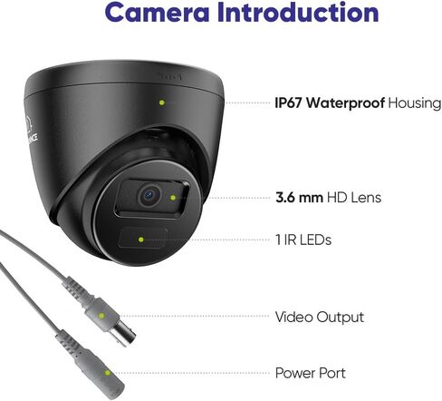 SANNCE 1080P 24 قطعة IR-LEDs 3.6 ملم عدسة مع IR Cut CCTV كاميرا أمنة للبيت نهارًا/ليلاً كاميرا مقاومة للماء - مسافة 66 قدمًا بالأشعة تحت الحمراء in Saudi Arabia