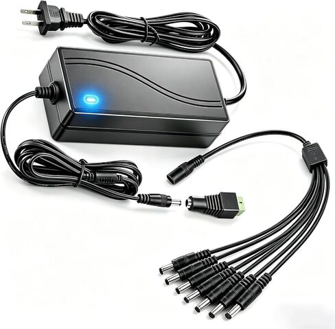 Security Camera Power Supply, CCTV Camera Power Adapter, 12V 5A Power Supply for Lorex,Samsung,Q-See,Night Owl,Swann,Annke,CCTV DVR Surveillance System, 5050 3528 LED Strip with 8-Way Splitter Cable in Saudi Arabia