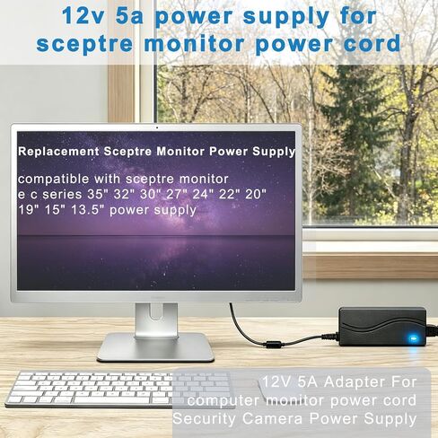 Security Camera Power Supply, CCTV Camera Power Adapter, 12V 5A Power Supply for Lorex,Samsung,Q-See,Night Owl,Swann,Annke,CCTV DVR Surveillance System, 5050 3528 LED Strip with 8-Way Splitter Cable in Saudi Arabia
