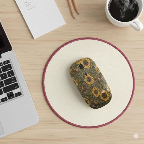 Planetar Sunflowers Swirling Vines Pattern, USB Optical Wireless Mouse, Ergonomic Slim Desktop Laptop Mice for Kids in Saudi Arabia