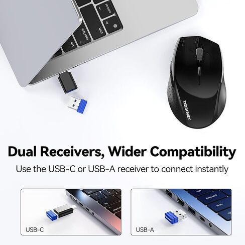 TECKNET Pro Bluetooth Mouse, 2.4G/BT 5.0, Wireless Silent, 6 Buttons in Saudi Arabia