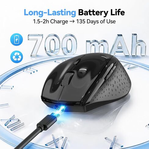 TECKNET Pro Bluetooth Mouse, 2.4G/BT 5.0, Wireless Silent, 6 Buttons in Saudi Arabia
