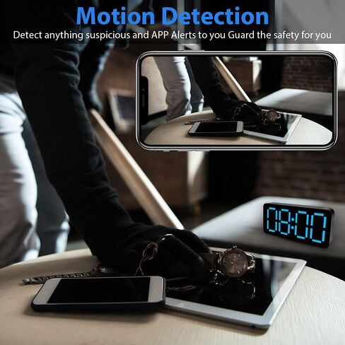 Hidden Camera Clock 1080P HD Wireless Spy Camera for Home Security,WiFi Mini Nanny Cam with Night Vision,Motion Detection,Remote Live Stream in Saudi Arabia