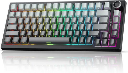 RASSE Mechanical Keyboard, Gaming Keyboard with Media Knob, Hot-Swappable Custom Keyboard Compact 75% Layout, Side-Printed PBT Keycaps, Tri-Mode Bluetooth/2.4G/USB-C for PC Mac Laptop in Saudi Arabia