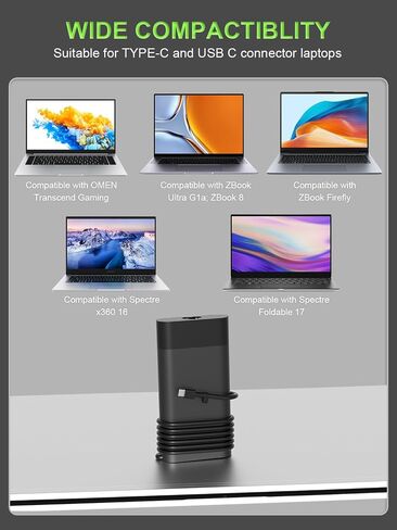 Slim 140W USB-C Laptop Charger Compatible with HP OMEN Transcend 14t-fb 14-fb1047nr 14-fb0097nr ZBook 8/Ultra, Spectre x360 2-in-1 16t-aa 16-aa0xxx Spectre Foldable 17 Power Adapter in Saudi Arabia