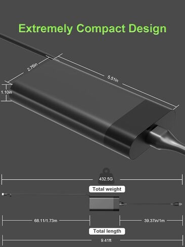Slim 140W USB-C Laptop Charger Compatible with HP OMEN Transcend 14t-fb 14-fb1047nr 14-fb0097nr ZBook 8/Ultra, Spectre x360 2-in-1 16t-aa 16-aa0xxx Spectre Foldable 17 Power Adapter in Saudi Arabia