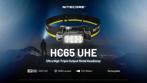 Nitecore HC65 UHE Headlamp, 2000 Lumen Max Heavy Duty Metal, USB-C Rechargeable with White, Red, and Reading Lights for Camping, Hiking, Hunting, and Industrial Works (Black) in Saudi Arabia