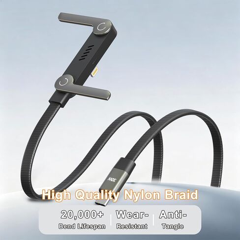 2-in-1 Invisible Holder Charger Cable, 30W PD Fast Charging Sideways Cord with Built-in Phone Stand, 90 Degree USB-C to Lightning Cable for iPhone 14/13/12/11/X/XR, iPad (2Pack) in Saudi Arabia