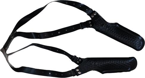 ALIS448 Two Gun Basketweave Shoulder Holster Fits Colt Springfield 1911 Beretta CZ 75 Revolvers 4" Vertical Carry Handmade! (Black) in Kuwait