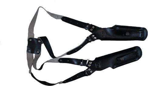 ALIS448 Two Gun Basketweave Shoulder Holster Fits Colt Springfield 1911 Beretta CZ 75 Revolvers 4" Vertical Carry Handmade! (Black) in Kuwait