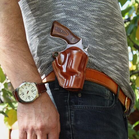 Masc Premium Leather OWB Paddle Holster Open Top Fits Rossi .38 Special 5-Shot 2-inch, Right-Hand Draw, Brown #1387# in Saudi Arabia