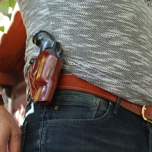 Masc Premium Leather OWB Paddle Holster Open Top Fits Rossi .38 Special 5-Shot 2-inch, Right-Hand Draw, Brown #1387# in Saudi Arabia