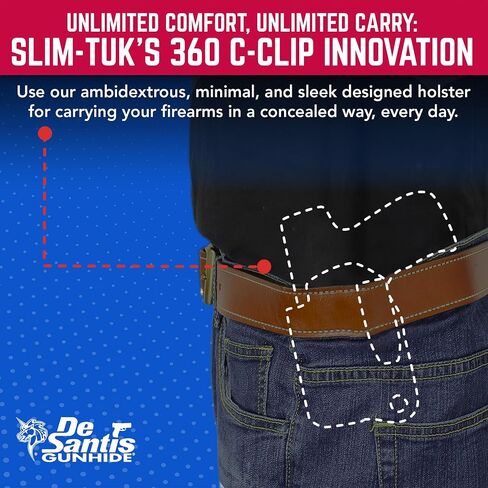 DeSantis Slim-Tuk IWB Conceal Carry Holster - Concealed Carry Appendix Holster Made with Kydex, Fits the H&K CC9 w/or w/Out Red Dot - Ambidextrous, Black in Saudi Arabia
