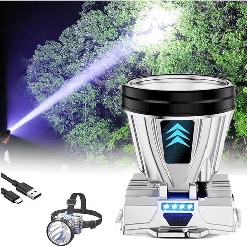 High end version Super Bright Headlamp High Power Headlight LED Rechargeable Motion Sensor Hunting head lamp Flashlight Spotlight Waterproof Light for Outdoor Fishing Camping Hiking New upgrade in Kuwait