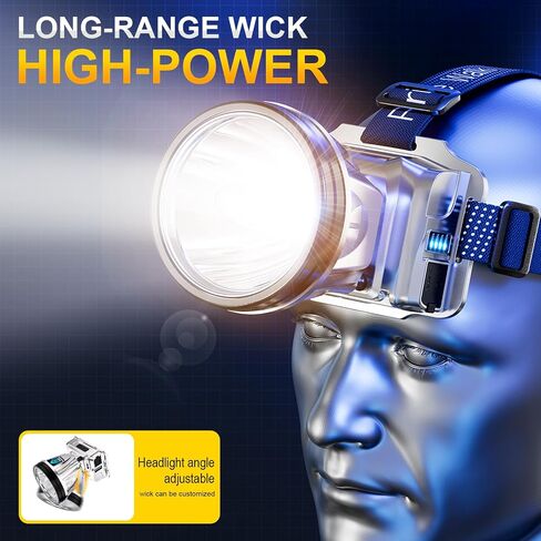 High end version Super Bright Headlamp High Power Headlight LED Rechargeable Motion Sensor Hunting head lamp Flashlight Spotlight Waterproof Light for Outdoor Fishing Camping Hiking New upgrade in Kuwait
