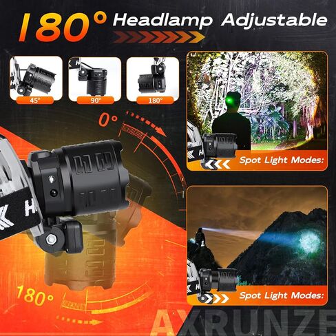 LED Headlamp Rechargeable 1000 Lumens Super Bright with 10 Modes & Motion Sensor, 2 Pack Head Lamp with Zoomable, IPX7 Waterproof, 135°Adjustable for Outdoor Hiking Camping in Saudi Arabia