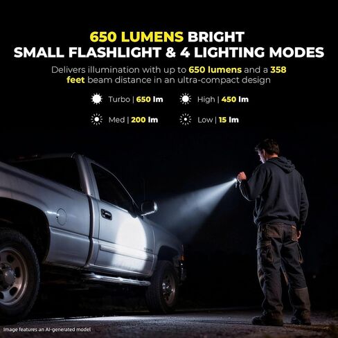 HOKOILN 650LM Keychain Flashlight, USB-C Rechargeable Mini Flashlight in Saudi Arabia