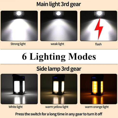 Solar Rechargeable Camping Lantern, IPX4 Waterproof, 6 Modes in Saudi Arabia