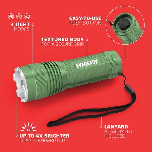 EVEREADY Tactical Light, 300 Lumen, IPX4 Water Resistant, Durable Metal LED Flashlight, Indoor and Outdoor Metal Flashlight in Saudi Arabia