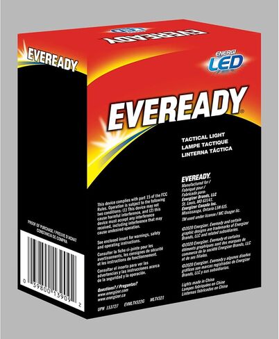 EVEREADY Tactical Light, 300 Lumen, IPX4 Water Resistant, Durable Metal LED Flashlight, Indoor and Outdoor Metal Flashlight in Saudi Arabia