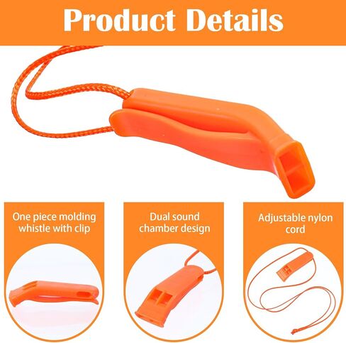 60 Pack Emergency Whistles with Lanyard | 120dB Loud Survival Whistles for Safety | Bright Orange Plastic Whistle for Camping, Hiking, Boating, Kayaking, and Outdoor Rescue Gear in Saudi Arabia