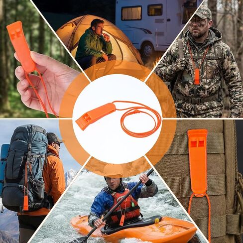 60 Pack Emergency Whistles with Lanyard | 120dB Loud Survival Whistles for Safety | Bright Orange Plastic Whistle for Camping, Hiking, Boating, Kayaking, and Outdoor Rescue Gear in Saudi Arabia
