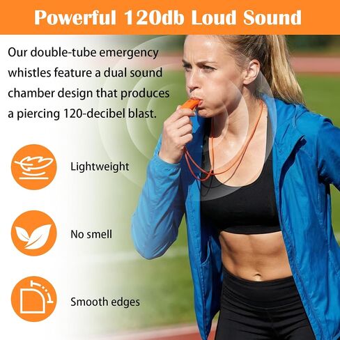 60 Pack Emergency Whistles with Lanyard | 120dB Loud Survival Whistles for Safety | Bright Orange Plastic Whistle for Camping, Hiking, Boating, Kayaking, and Outdoor Rescue Gear in Saudi Arabia