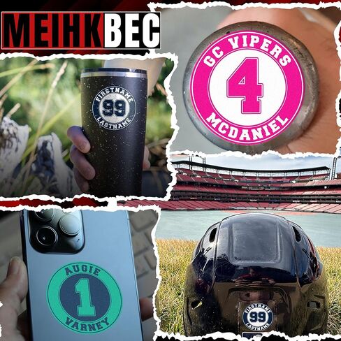 Personalized Player Name Number for Baseball Bat Knob Personalized Baseball Softball Bats Helmet Decal Waterproof Vinyl Sticker for Helmet Laptop Water Bottle Bumper Stickers for Sport Men in Saudi Arabia