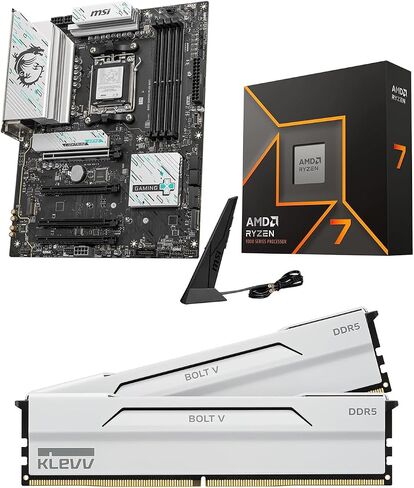3-in-1 CPU Motherboard Memory Combo: AMD Ryzen 7 9700X CPU Processor + MSI B850 Gaming Plus WiFi Motherboard + KLEVV Bolt V DDR5 32GB (2x16GB) 6400MHz CL30 Ram Memory White in Kuwait